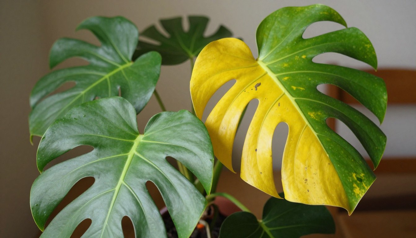 monstera zolte liscie